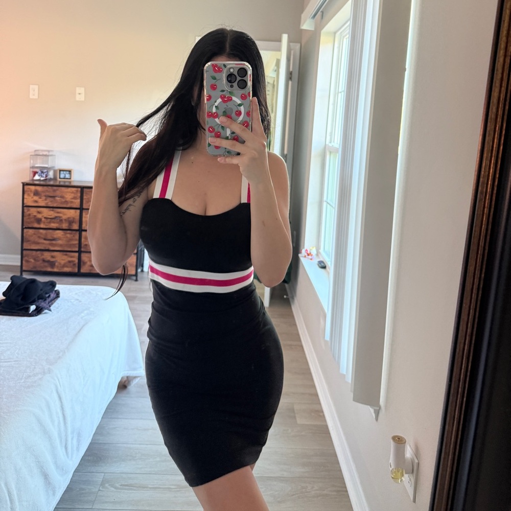 Victoria Sport by Victoria’s Secret Black Bodycon Dress - Pink & White Stripe